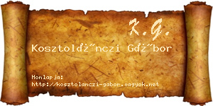 Kosztolánczi Gábor névjegykártya